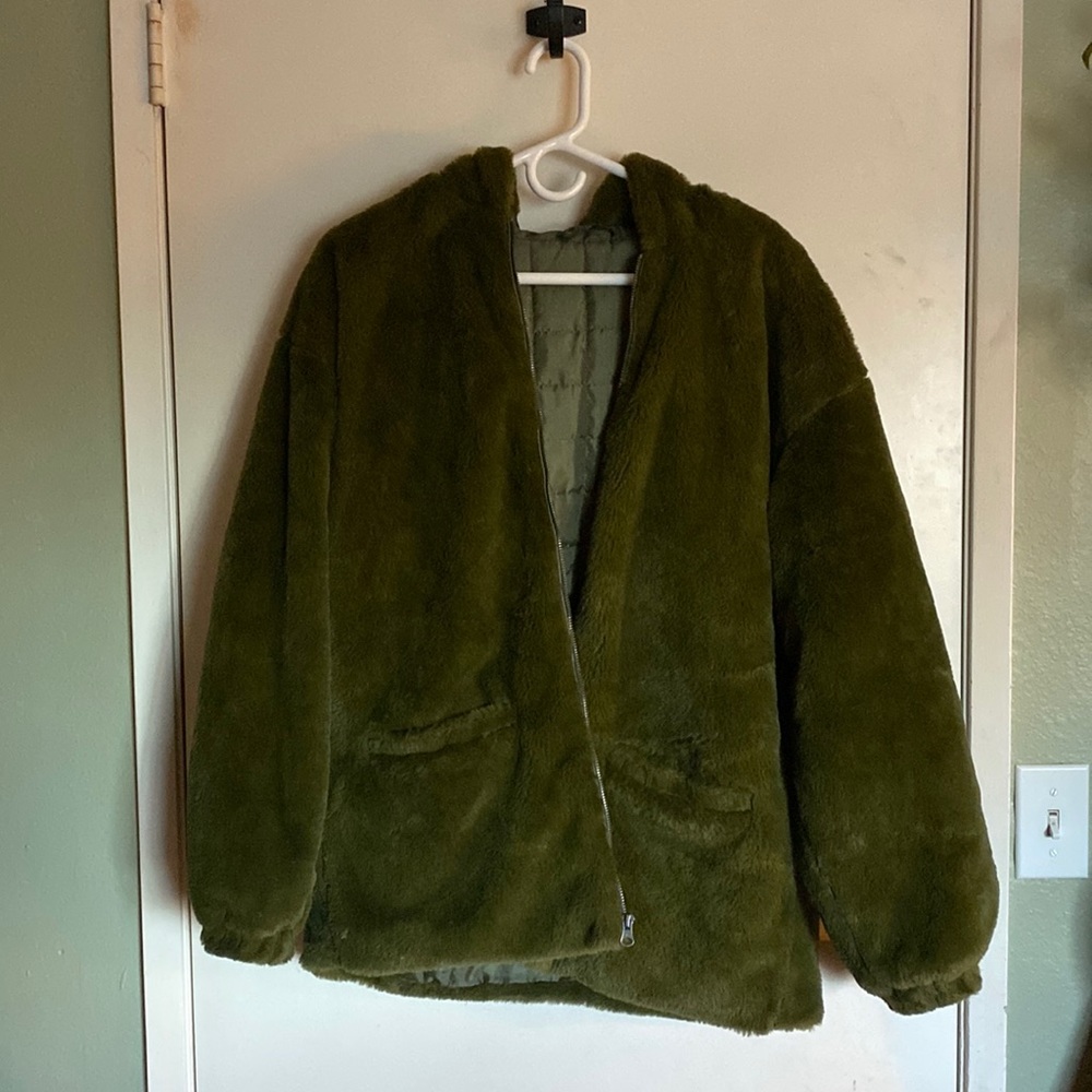 Cozy Green Faux Fur Coat